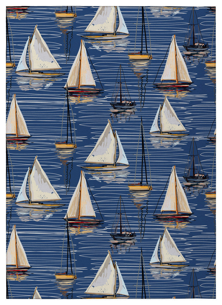 Indoor/Outdoor Harbor HA8 Navy Machine Washable 5' x 7'6" Rug