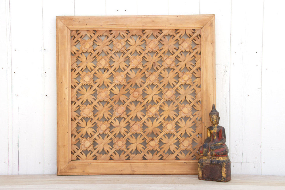 Finely Carved Mongolian Floral Window