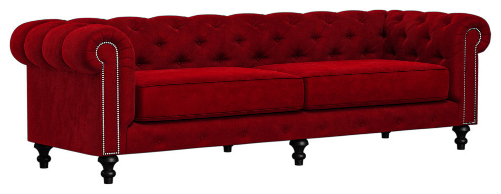 Nativa Interiors London 103" Sofa, Red, Classic Depth