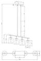 4-Light Linear Chandelier, Black and Soft Gold