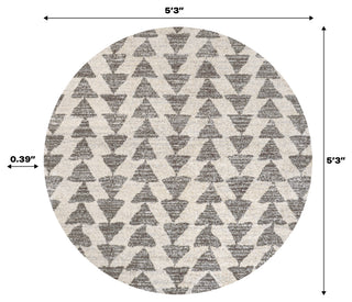 Aisha Moroccan Triangle Geometric Cream/Gray 9' Round Area Rug