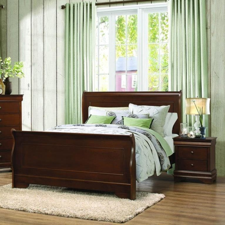 Homelegance Abbeville 2-Piece Sleigh Bedroom Set, Brown Cherry