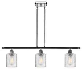 Cobbleskill 3-Light Island Light, Clear Ripple Glass, Polished Chrome