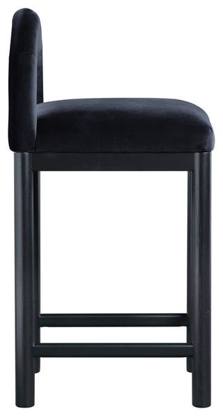 Conrad Upholstered Bar and Counter Stool, Black, Velvet, Black