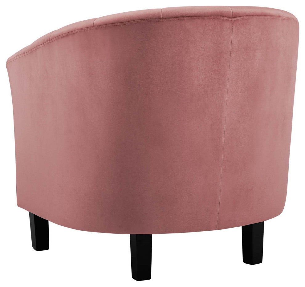 Tufted Armchair and Loveseat Sofa Set, Velvet, Pink, Modern, Lounge Hospitality