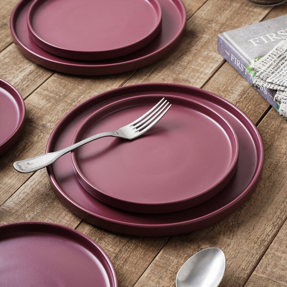 Stone Lain Celina Stoneware 24 Piece Dinnerware Set, Purple
