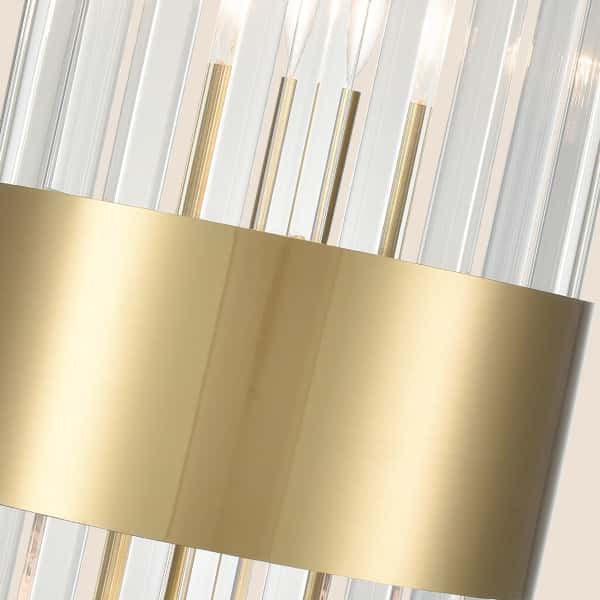 Clear Glass Wall Sconces Lighting, Set of 2, Brass