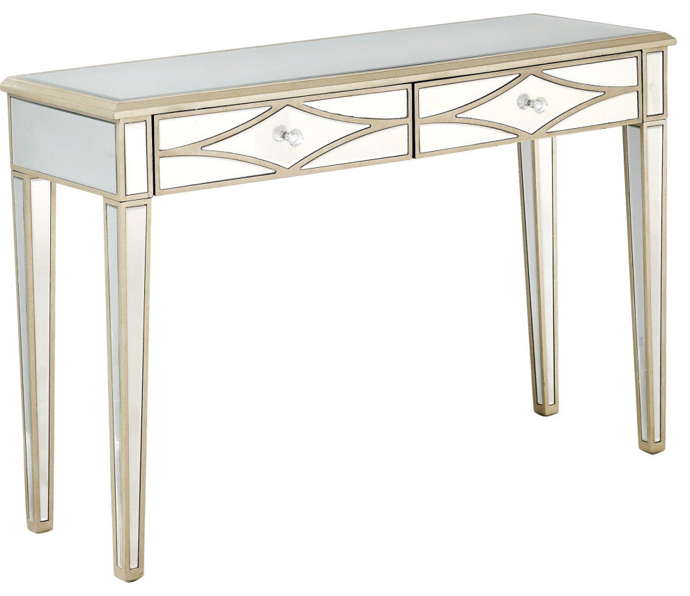 Champagne Finish Console Mirror Table