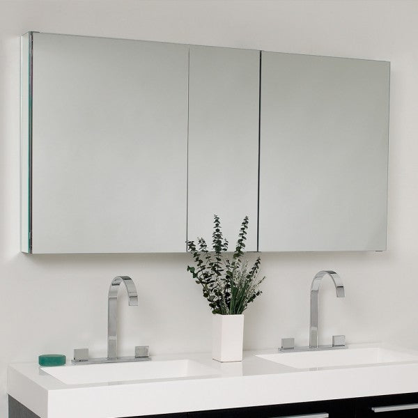 Fresca Opulento 54" Black Modern Double Sink Bathroom Vanity, Medicine Cabinet