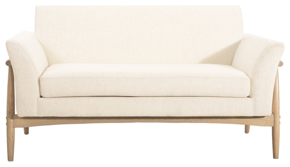 Salsa Uphostered Elm Wood Frame Loveseat, Beige