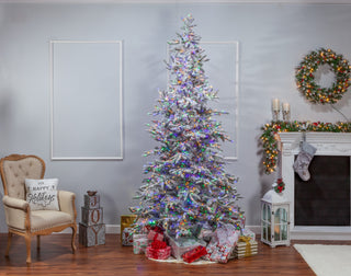 9' Flocked Pre-Lit Mounta" Pine