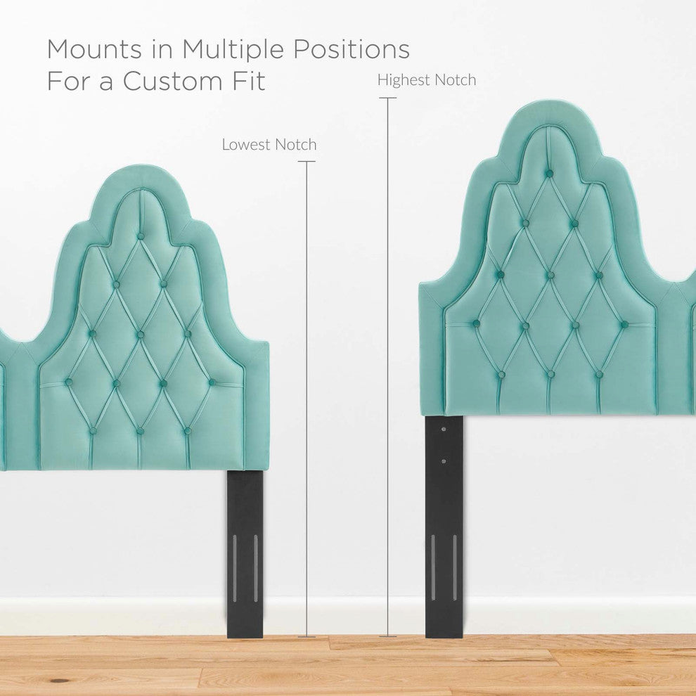 Augustine Tufted Performance Velvet Full/Queen Headboard Mint