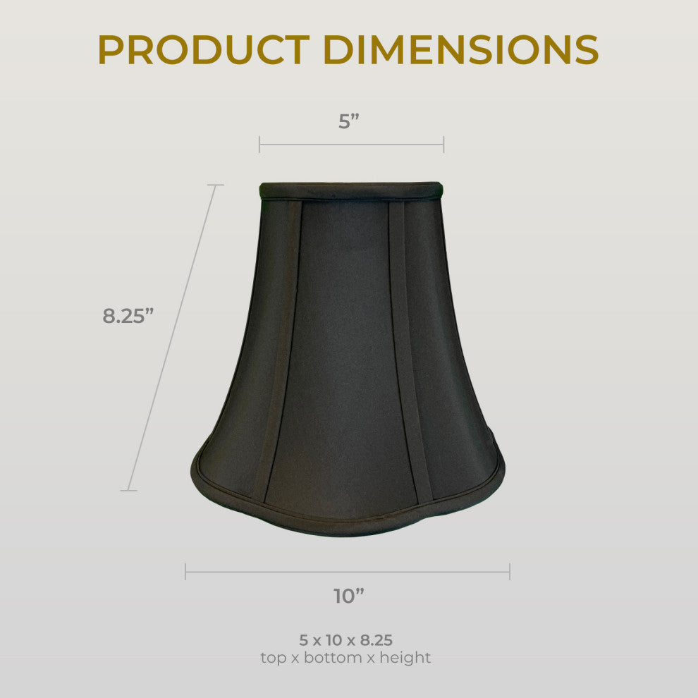 Royal Designs Bottom Outside Scallop Bell Lamp Shade, Black, 5x10x8.25