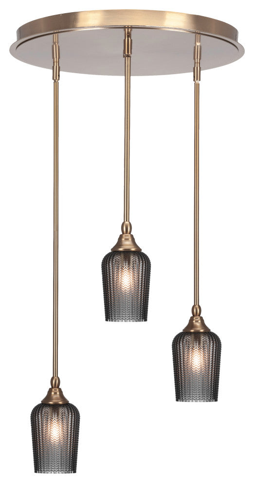 Empire 3-Light Cluster Pendalier, New Age Brass/Smoke Textured