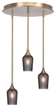 Empire 3-Light Cluster Pendalier, New Age Brass/Smoke Textured