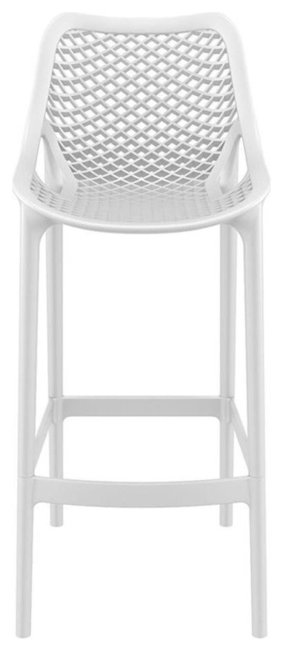 Home Square Polypropylene Patio Bar Stool in White - Set of 2
