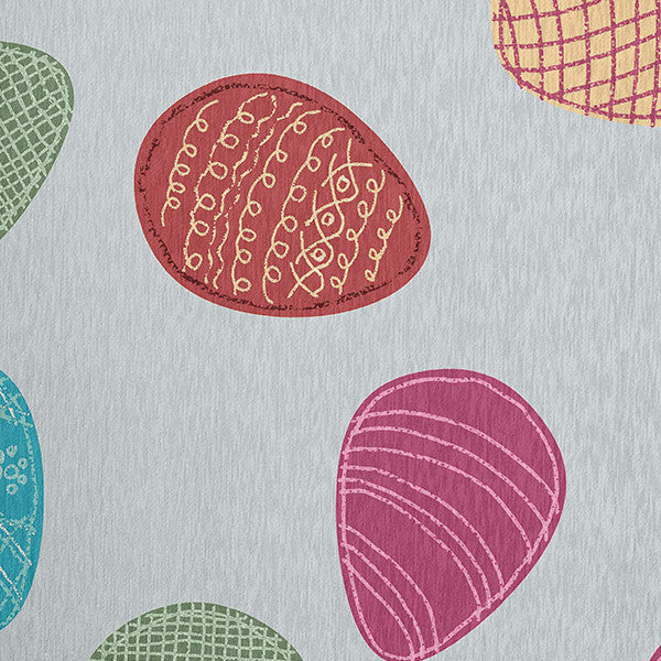 Egg Hunt Easter Chenille Rug, Etched Glass Gray, 5'x7'