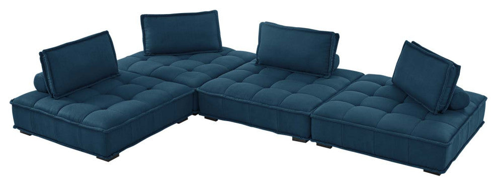 Modular Deep Tufted Sectional Sofa Set, Azure Navy Blue, Modern, Lounge