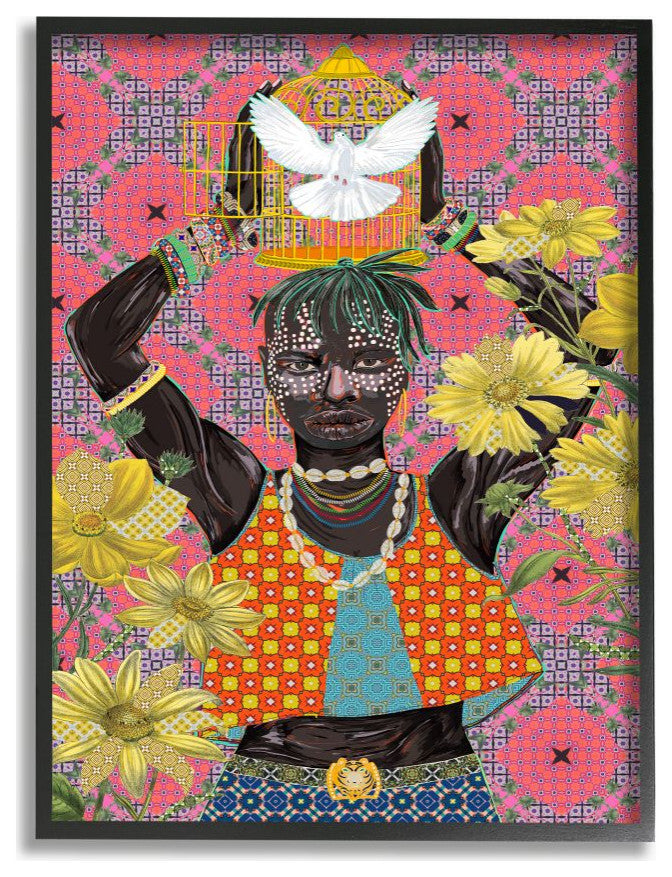 Releasing Doves by Strong Male Figure Over Pattern11x14