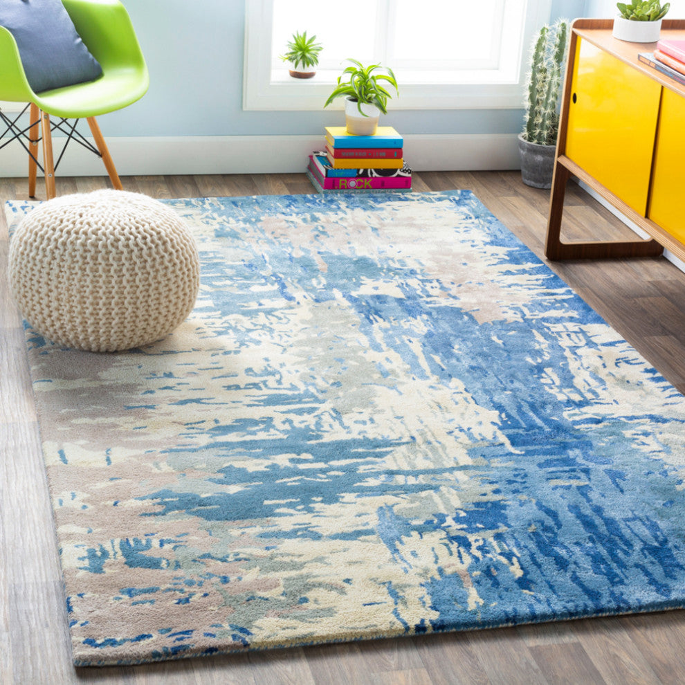 Surya Banshee BAN-3342 Modern Area Rug, Dark Blue, 8' x 11' Rectangle