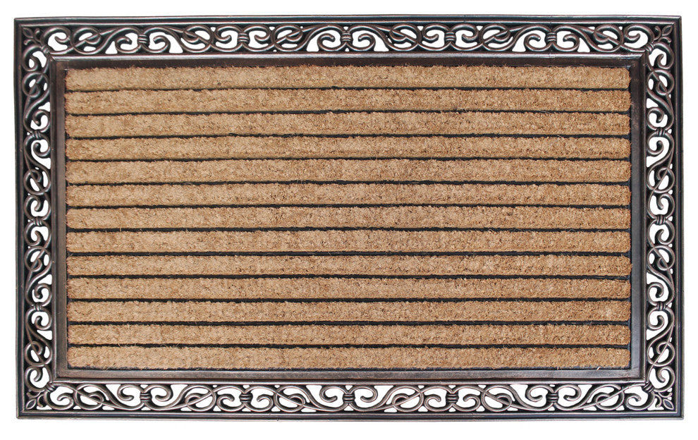 Rubber and Coir Molded Large Double Door Mat, Copper Finish, 30"X48"