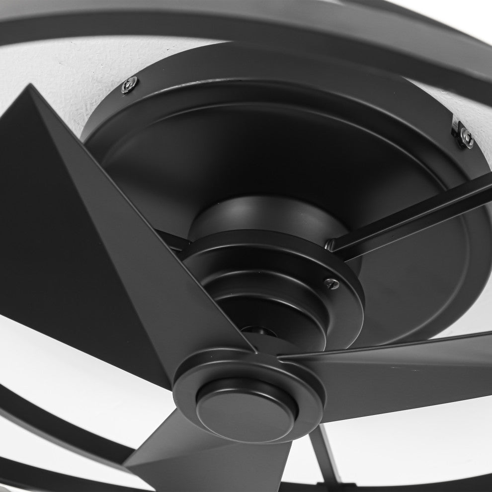 19.68 inch Small Flush Mount Ceiling Fan with Light and Remote, Matte Black