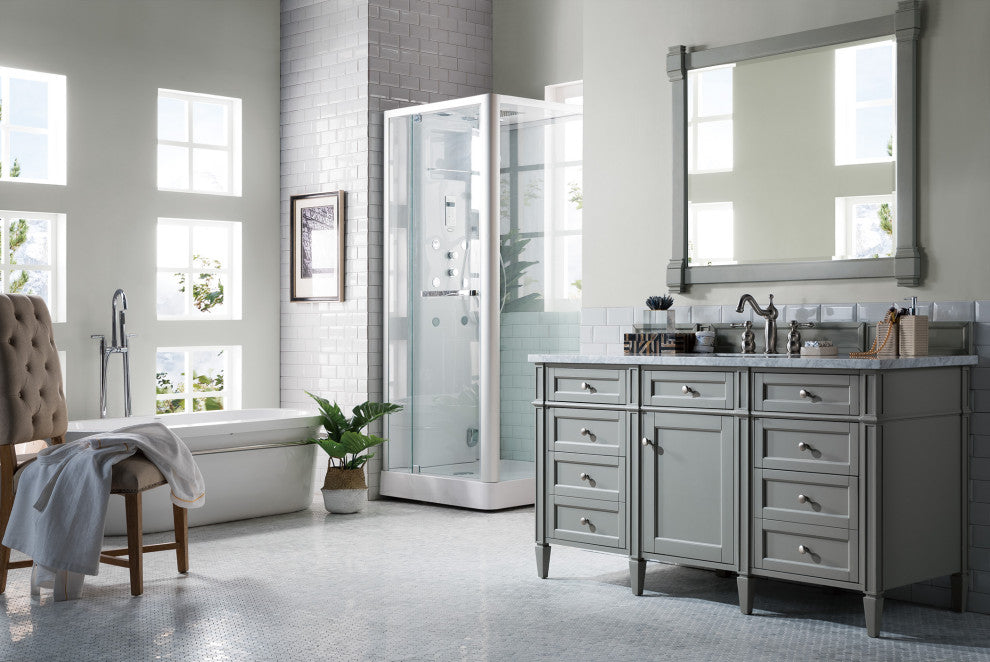 Brittany 60" Urban Gray Single Vanity w/  Carrara Marble Top