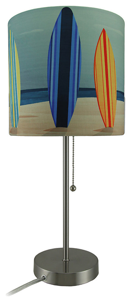 Decorative Surfboard Shade Stainless Steel Accent Lamp Coastal Beach Surf Decor