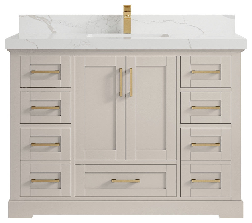 Boston 48" Single Sink Bath Vanity in Fine Grain 2" Calacatta Laza
