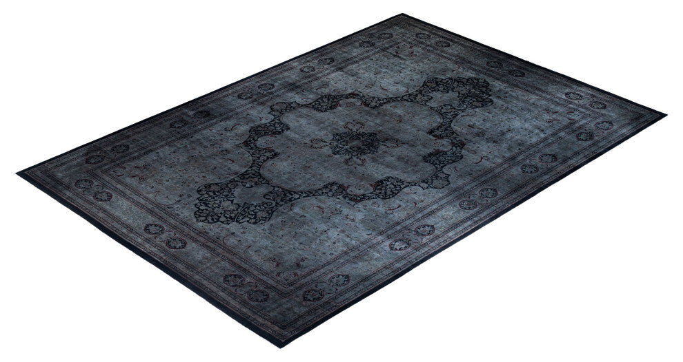 Overdyed, One-of-a-Kind Hand-Knotted Area Rug Black, 12'6"x17'10"