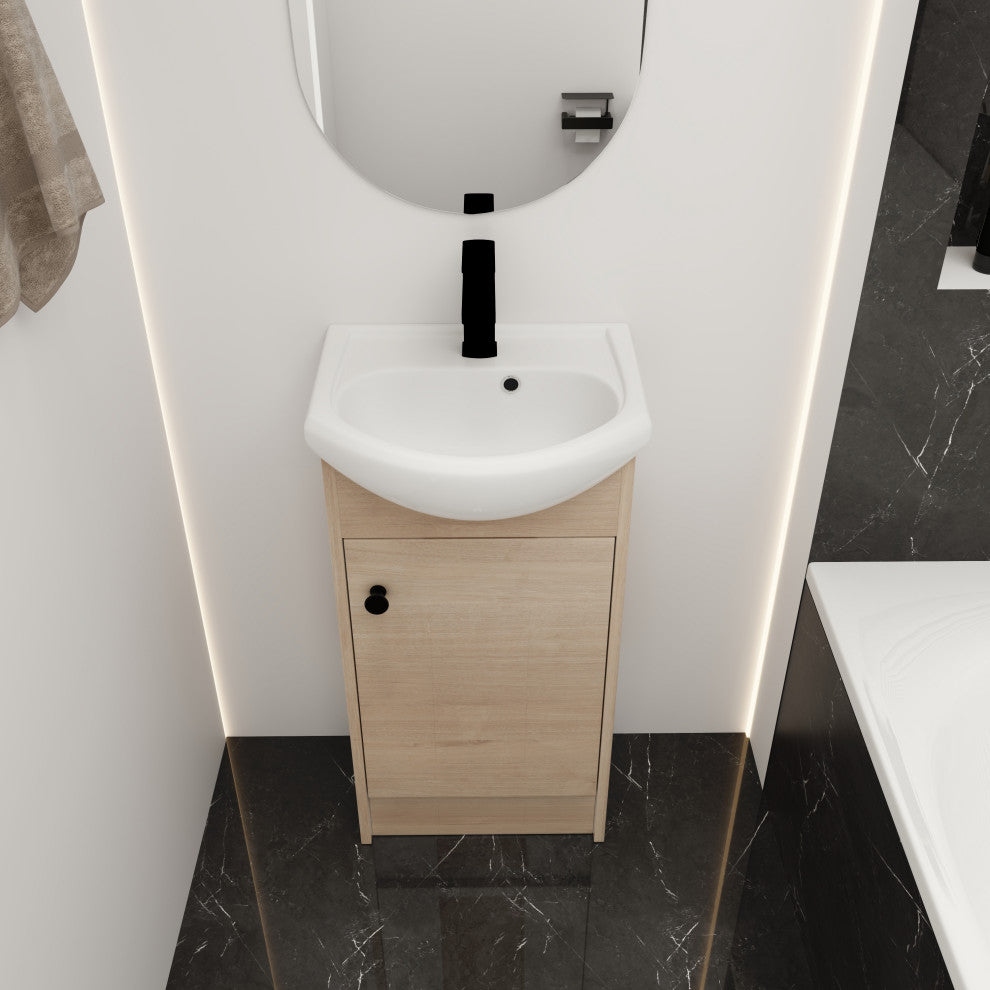 TATEUS Freestanding Bathroom Vanity, Small Bathroom Vanity With Sink  18 Inch