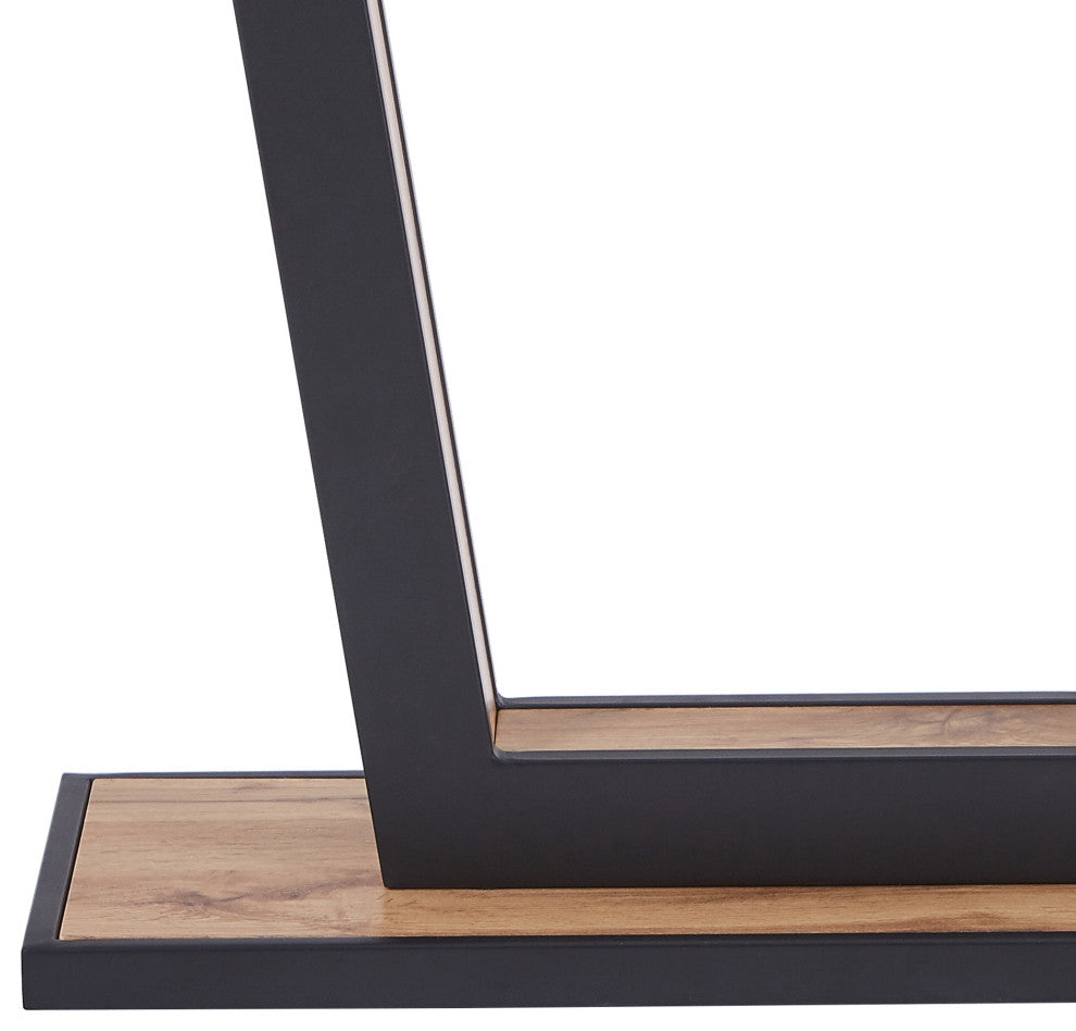 Modern MDF/Metal Console Table, Natural/Black