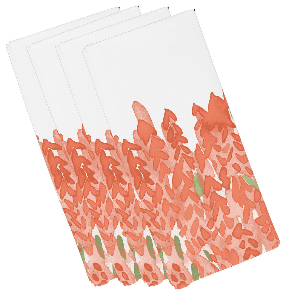 Flower Bell Bunch Floral Print Napkins, Set of 4, Peach, 19"