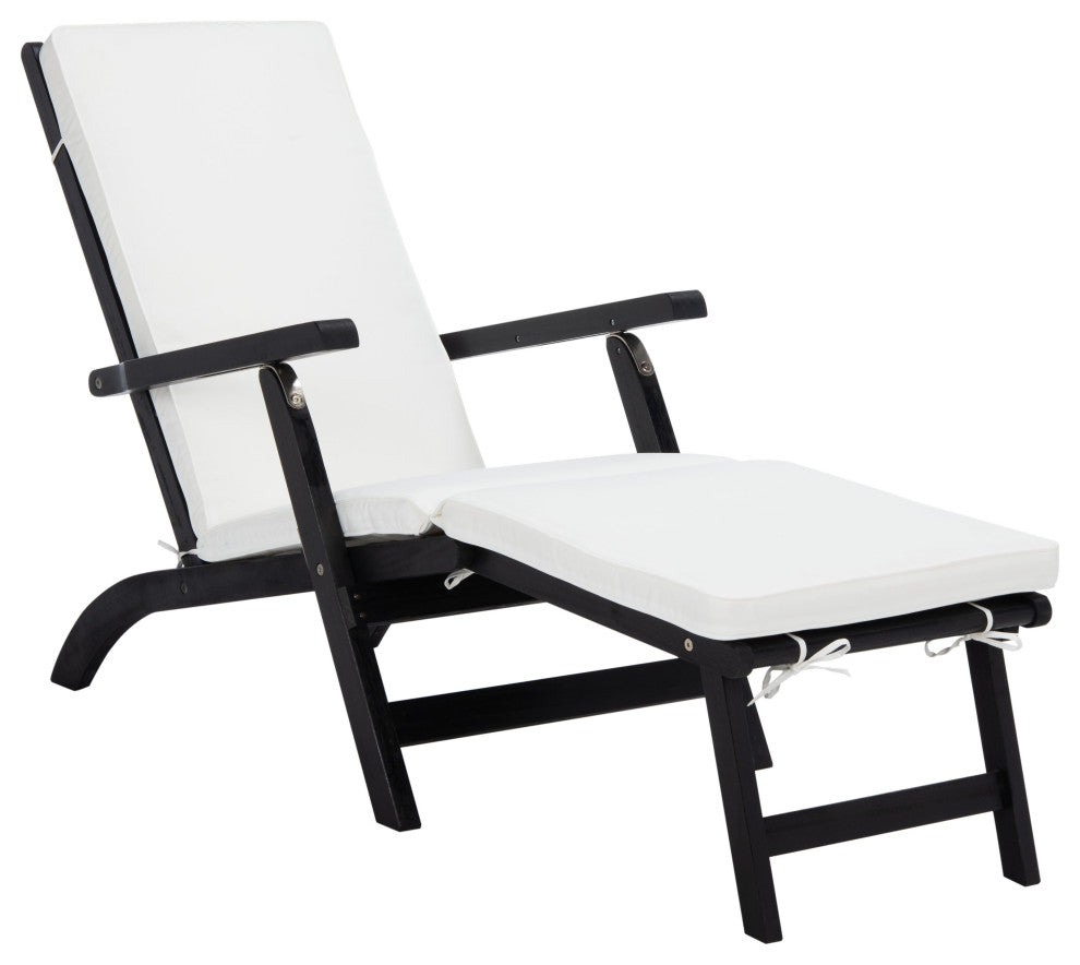 Safavieh Palmdale Outdoor Lounge Chair, Black/Beige