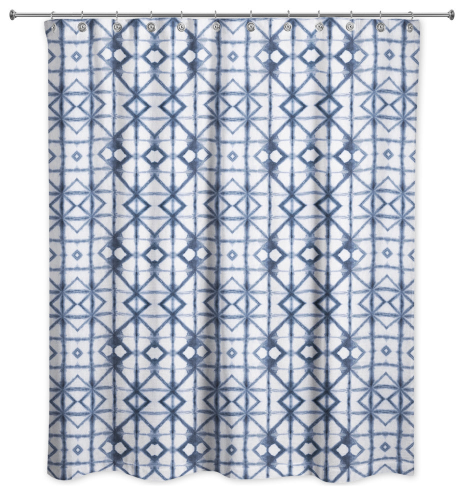Blue Shibori 71x74 Shower Curtain