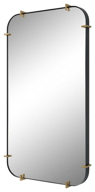 Uttermost Pali Contemporary MDF and Metal Mirror in Black/Gold