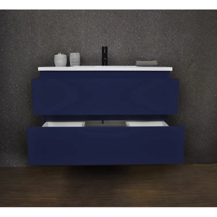Salt 20Dx36" Floating Bathroom Vanity, Navy With Acrylic Top