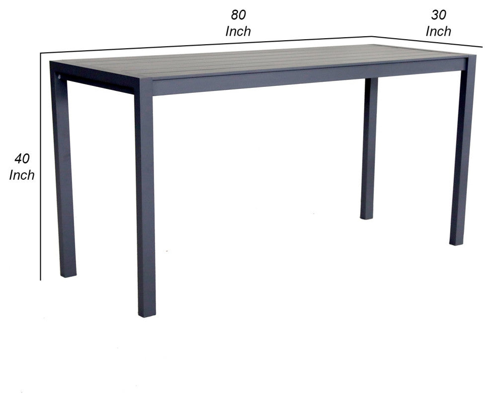 Benzara BM284156 Outdoor Bar Table, Cast Aluminum, Powder Coated, Slate Gray
