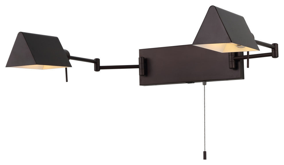 22" 1-Light Swing Arm Plug-In or Hardwired Iron LED Sconce With Pull-Chain