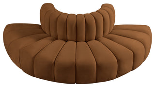 Arc Upholstered Outward Curved Modular Sectional, Saddle, 4-Piece: Reverse Corner (4), Velvet
