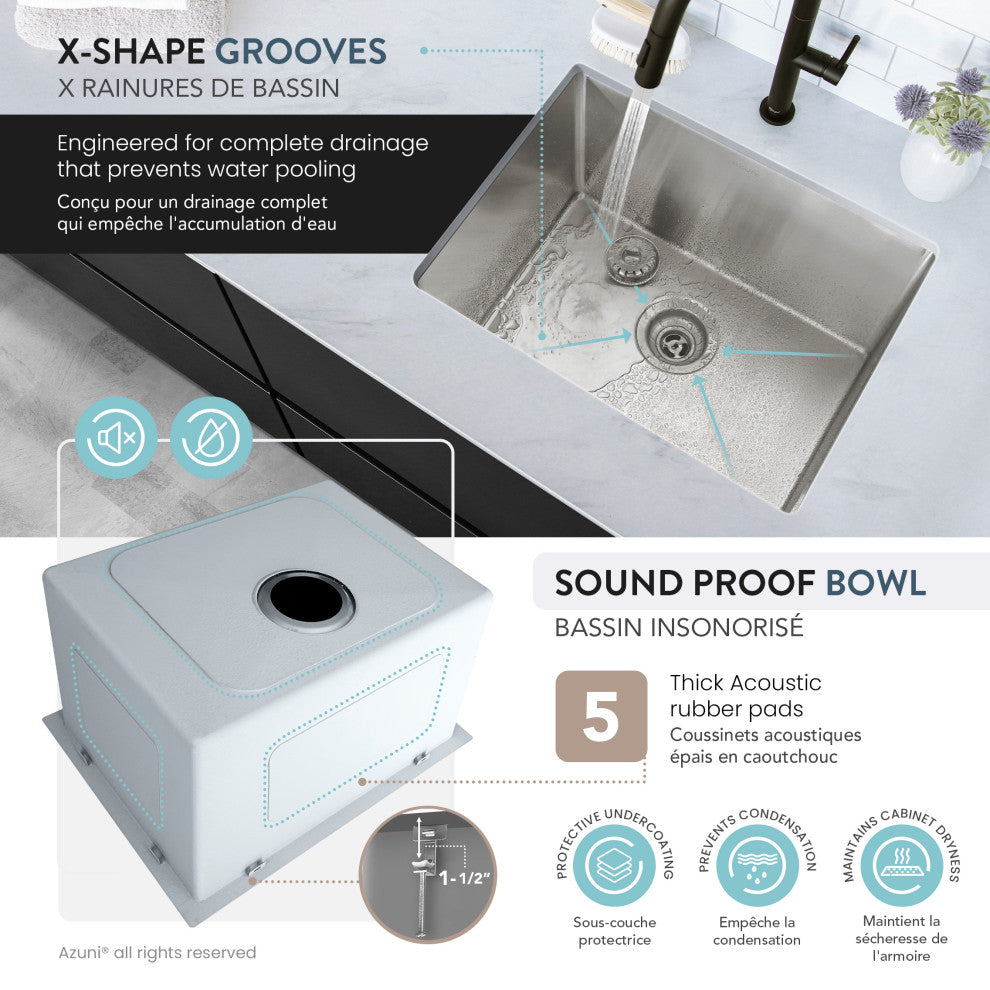 STYLISH Dual Mount 22" Single-Bowl Stainless Steel Utility Laundry Sink C122