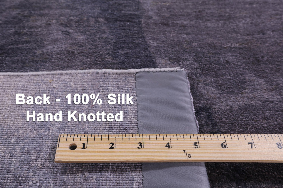 3' 7" X 7' 6" Modern Silk Hand Knotted Rug Q9090