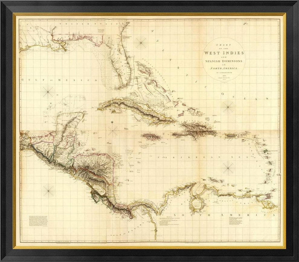 "Composite: West Indies, 1810" Framed Canvas Giclee by Aaron Arrowsmith, 40x35"