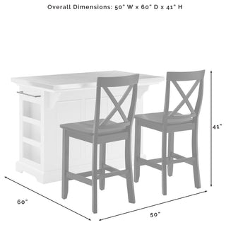 Julia Wood Top Island With X-Back Stools, Island and 2 Stools
