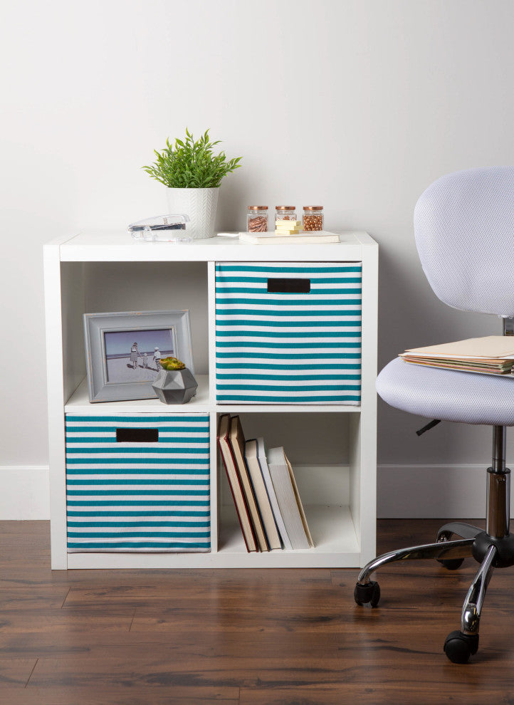 DII Polyester Cube Pinstripe Teal Square
