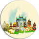 Beijing Panoramic View, Cityscape Watercolor Disc Metal Artwork, 11"