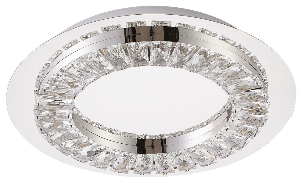 Clear Crystal LED Flush Mount With Stainless Steel Chrome Frame
