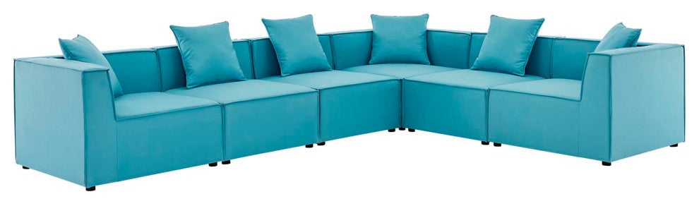 Lounge Sectional Sofa Set, Fabric, Blue, Modern, Outdoor Patio Balcony Garden