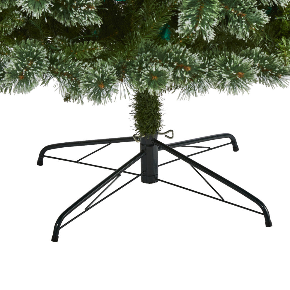 9' Wisconsin Slim Snow Tip Pine Faux Christmas Tree With 800 Clear LED Lights