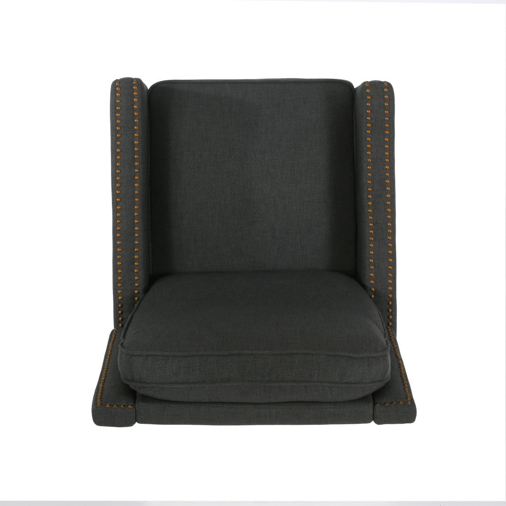 GDF Studio Armstrong Traditional Fabric Recliner, Dark Gray/Dark Brown